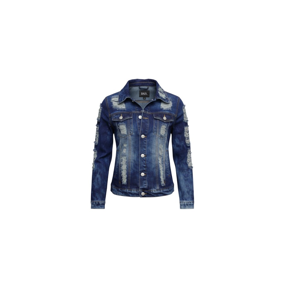 Dazi Denim Jacket Mens XL Blue Distressed Always 100 Graphic Acid Wash Trucker